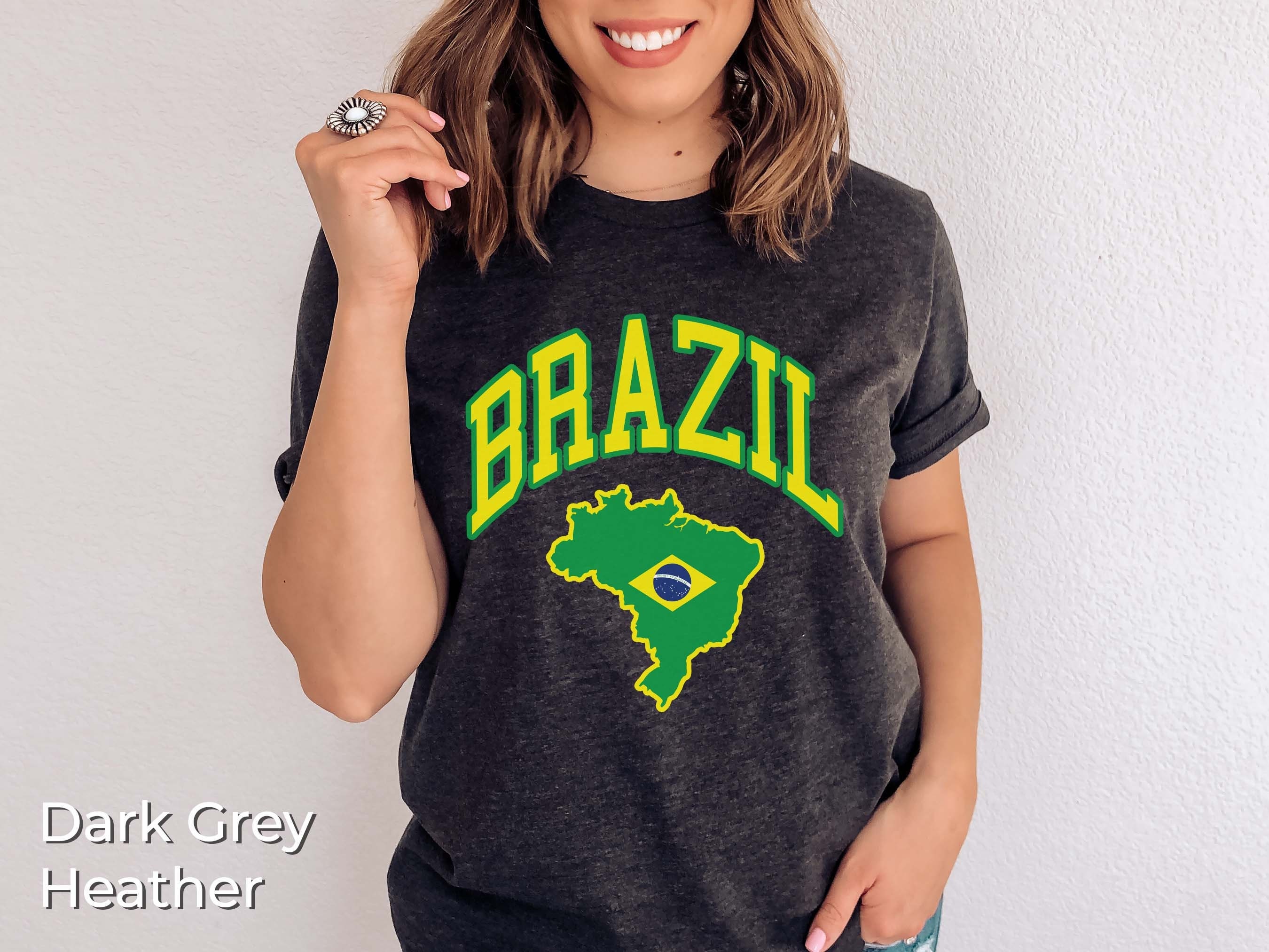 Brazil Shirt Brazilian Map Unisex T-shirt Green and Yellow Brasil