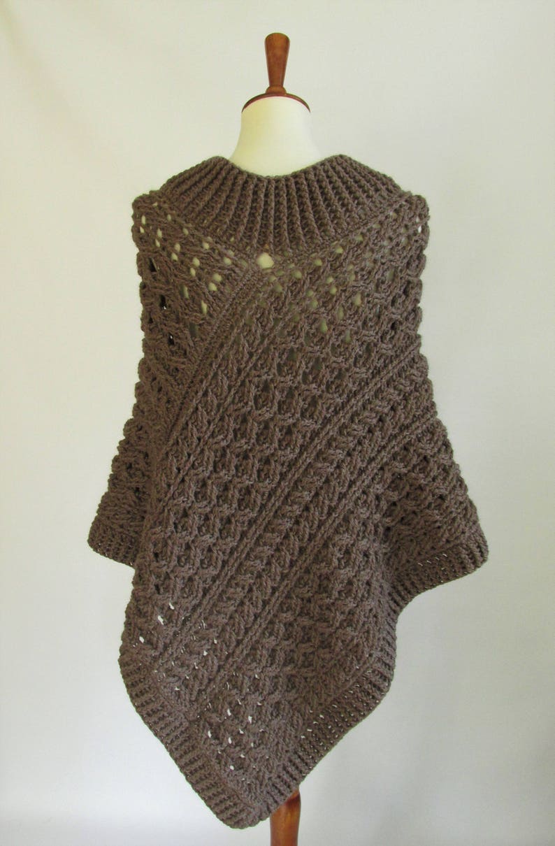 Crochet Honeycomb and Wheat Cable Poncho Handmade Alpaca and - Etsy