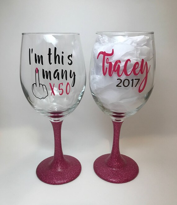 50th Birthday Wine Glass Etsy