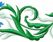Cornflower border, machine embroidery design, instantly download