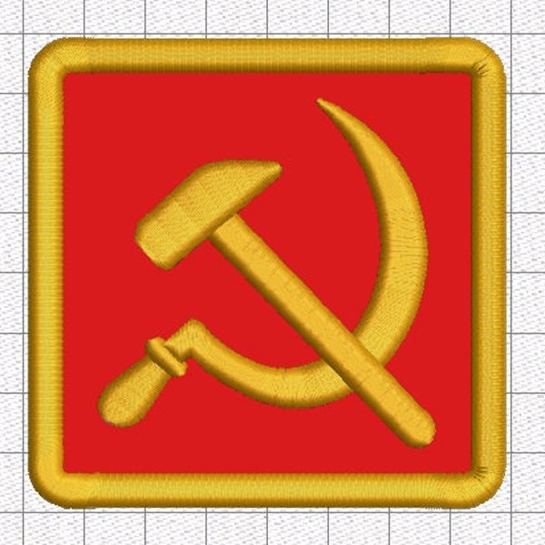 Hammer and Sickle Patch applique USSR Russia Soviet Union Machine Embroidery design