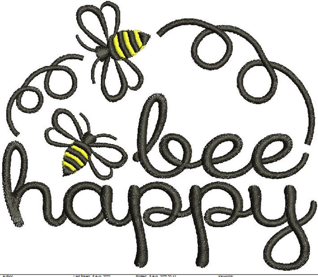 Bee Happy Machine Embroidery Designs, Instantly Download Etsy