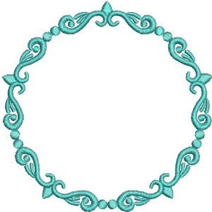 Flourish Circle Monogram Frame Machine Embroidery Designs, instantly download