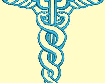 Caduceus Embroidery, Medical Pattern, Healthcare Design