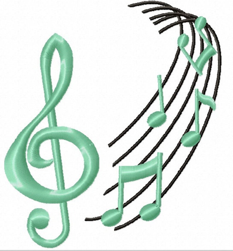 Music Notes With Treble Clef Machine Embroidery Designs Etsy