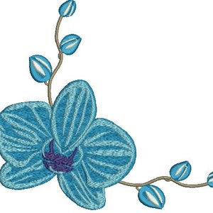 Realistic Orchid, Corner / Angular frame for monograms, Machine Embroidery Design
