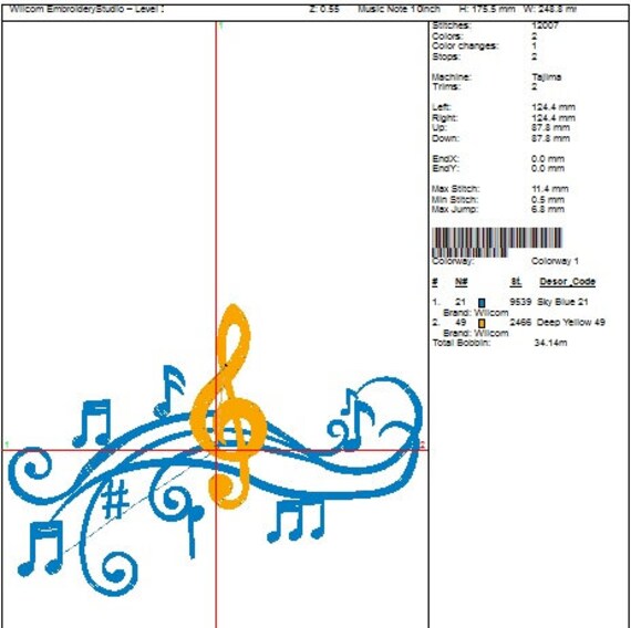 Sewing & Fiber Embroidery music notes Machine Embroidery Designs ...