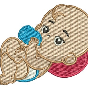 bambino con biberondisegno ricamo a macchina