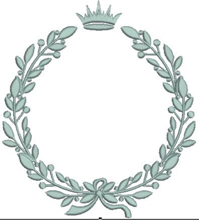 Laurel wreath and small crown  monogram frame embroidery  etsy Laurel wreath and small crown  monogram frame embroidery  etsy