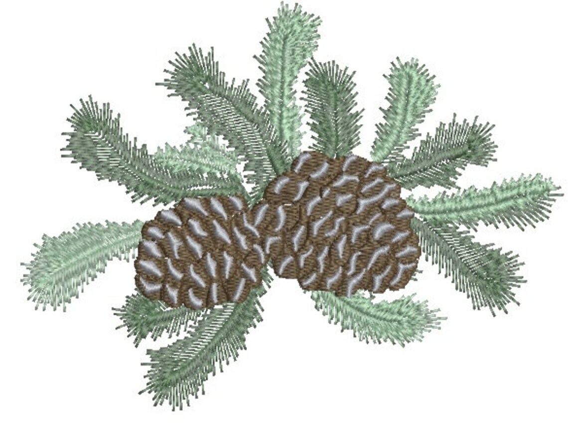 Tree With Cones Machine Embroidery Designs Instantly Download Etsy