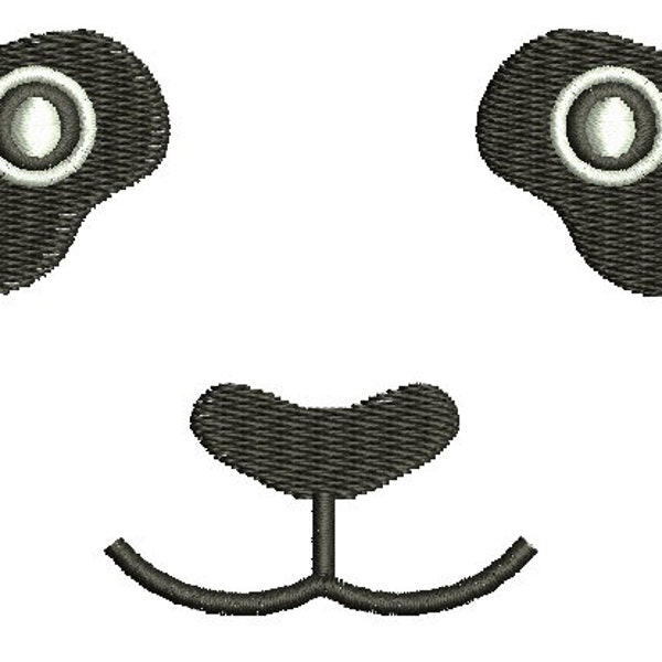 Motifs de broderie Machine visage, yeux et nez de panda, téléchargement immédiat
