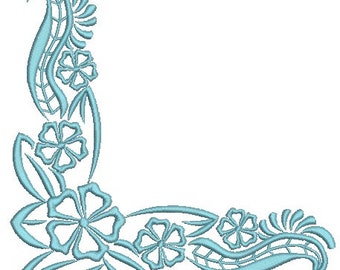 set of corner and floral border Machine embroidery design - instantly download