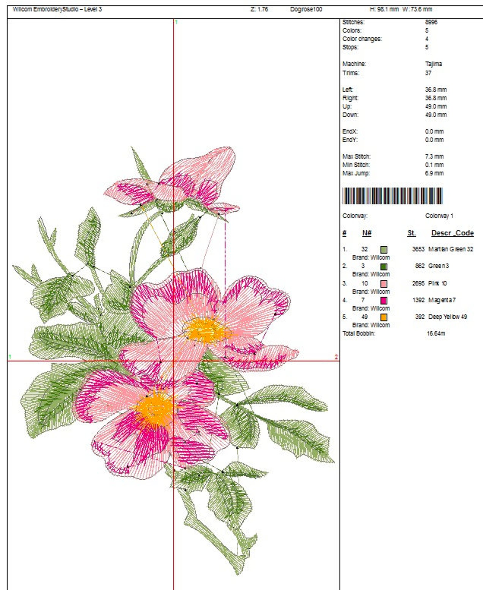 Wild Rose Machine Embroidery Design Etsy