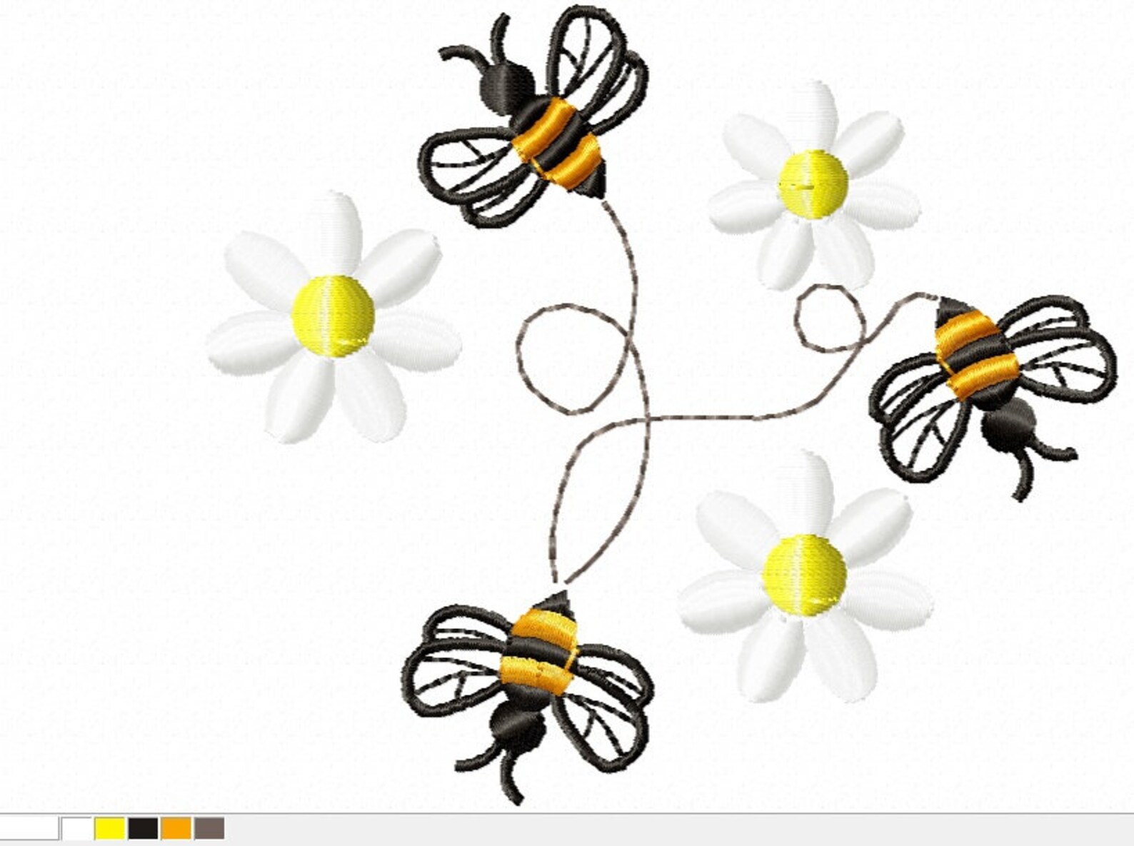 Bees and Daisies Machine Embroidery Design Honey Bees Etsy