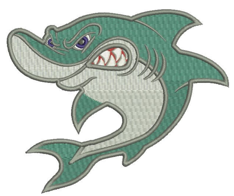 Shark machine embroidery design instantly download Etsy