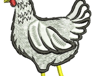 white chicken with red scallop Embroidery Machine Embroidery Design, Instant Download including cap size