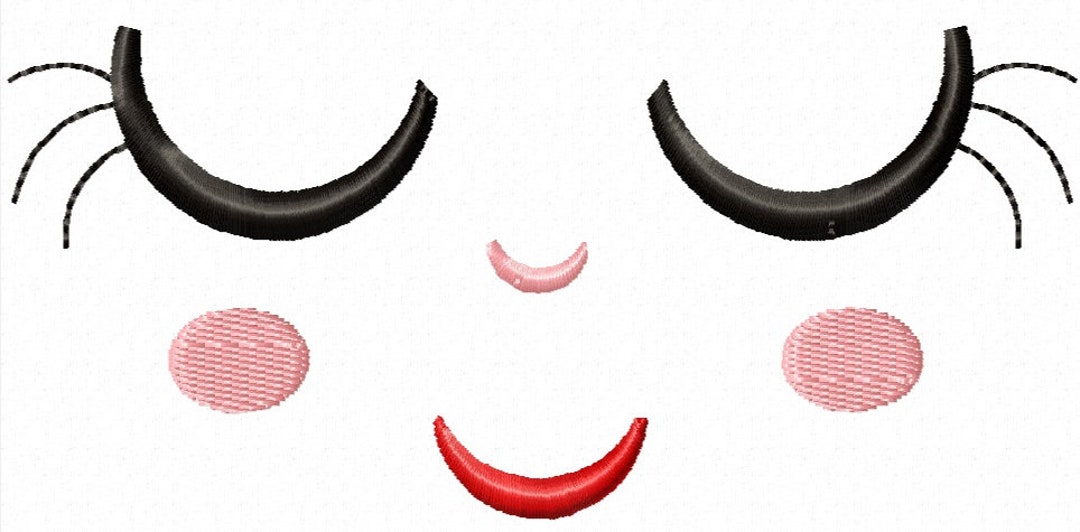 Sleeping Doll Face / Little Face / Muzzle for Embroidery on Clothes or
