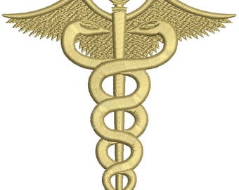 Caduceus Embroidery, Medical Pattern, Healthcare Design