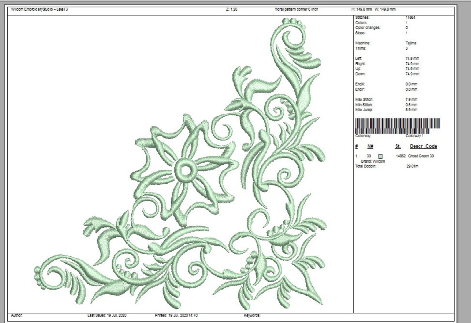 Corner Machine Embroidery Design Instantly Download Etsy