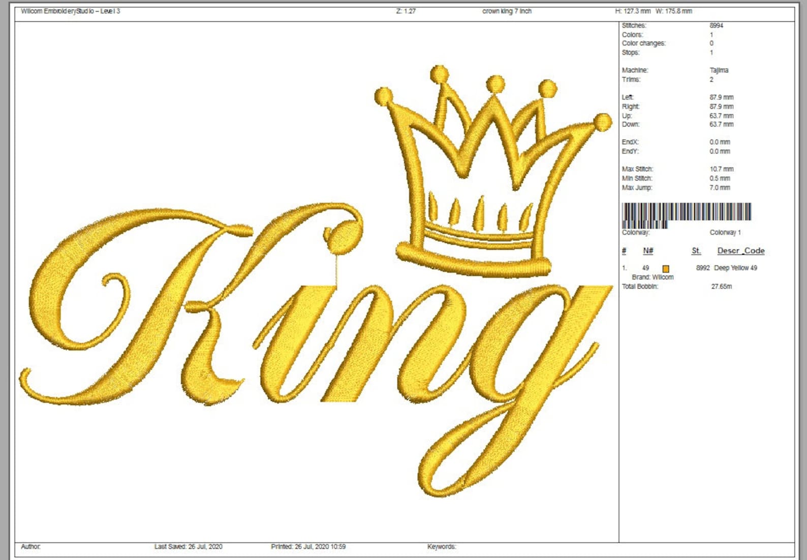 King Machine Embroidery Designs Instantly Download Etsy