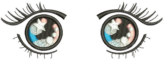 Eyes Anime For Toys 4 Sizes Machine Embroidery Design Etsy