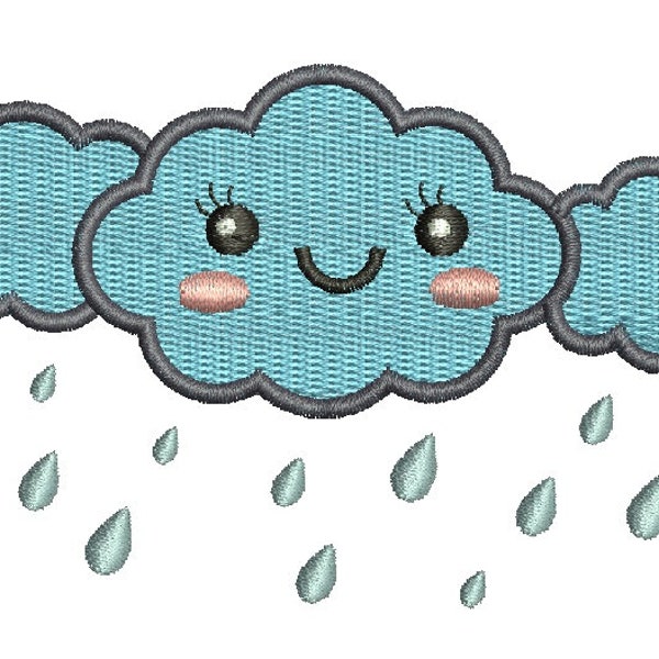 cloud and rain Machine Embroidery design