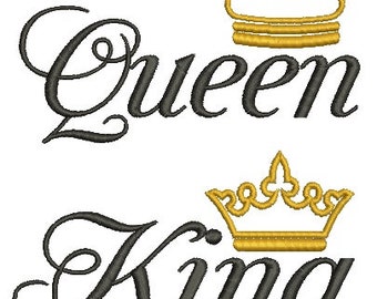 Königin und König, Mr und Mrs, Seine Ihre Geschenke - ideal für Hochzeitsgeschenke - Stickdatei, sofort zum Download