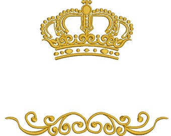 crown and patern embroidery design