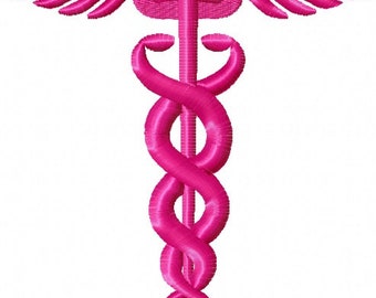 Caduceus Embroidery, Medical Pattern, Healthcare Design