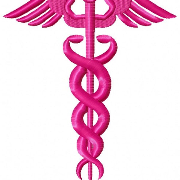 Caduceus Embroidery, Medical Pattern, Healthcare Design