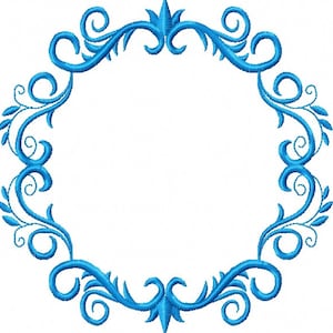 Flourish Circle Monogram Frame Machine Embroidery Designs, instantly download