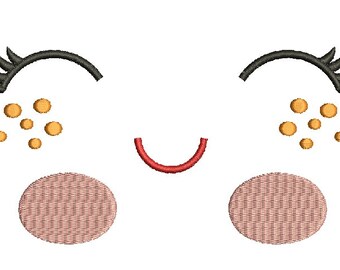 smile and eyes with eyelashes Machine Embroidery Designs, instantly download