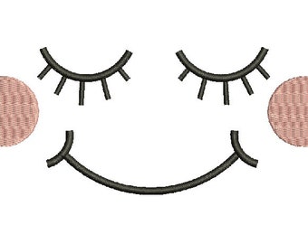 doll sleeping eyes with a smile / Muzzle for embroidery on clothes or dolls Instant Download