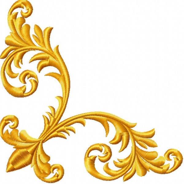 vintage baroque frame scroll corner Machine embroidery design - instantly download