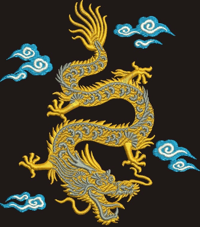 Chinese Dragon Machine Embroidery Design Instantly Download Etsy
