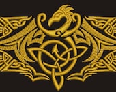 celtic dragon machine embroidery design, instantly download