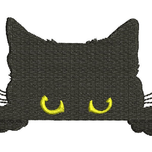 Cute black cat face Machine Embroidery Designs, instantly download