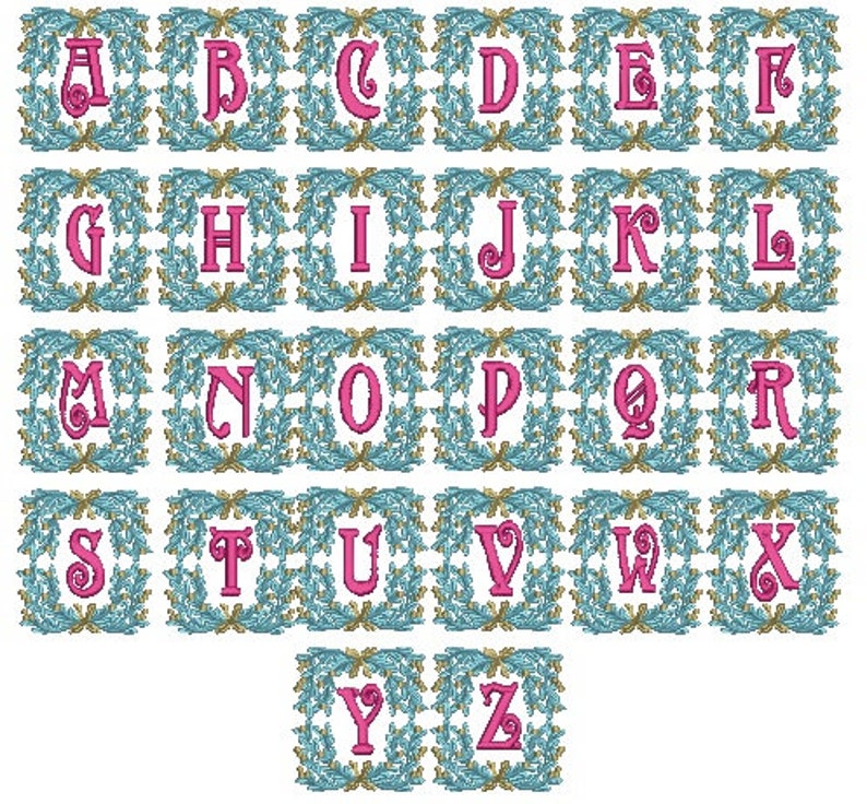 Font / Monogram Alphabet Machine Embroidery Design / 26 - Etsy