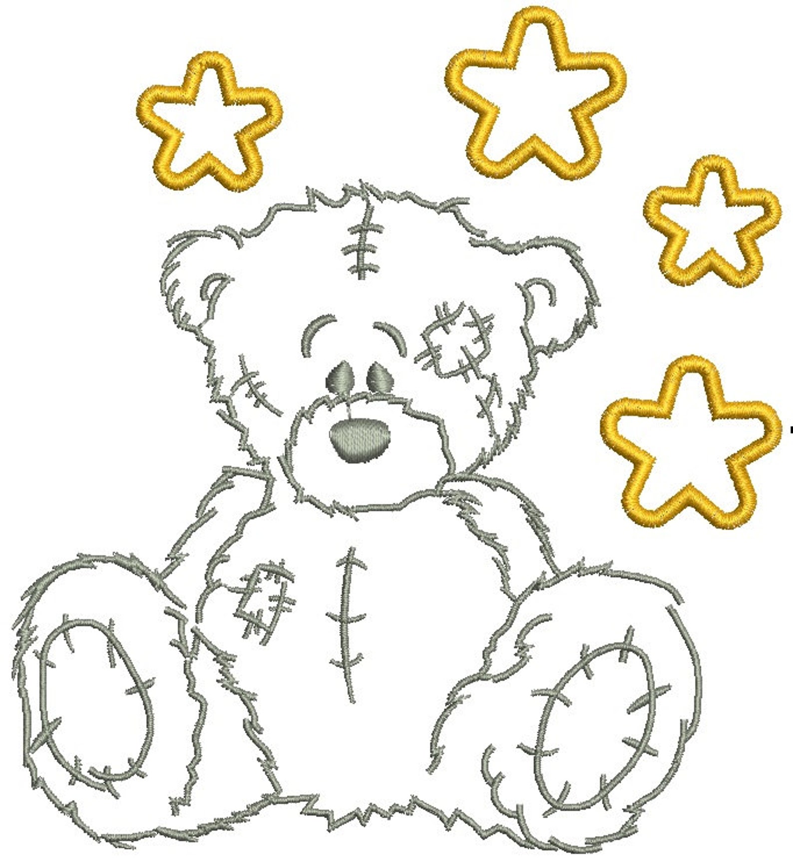 Teddy Bear and Stars Machine Embroidery Design Instantly Etsy