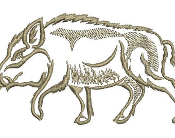 wild boar Embroidery Machine Embroidery Design, Instant Download including cap size