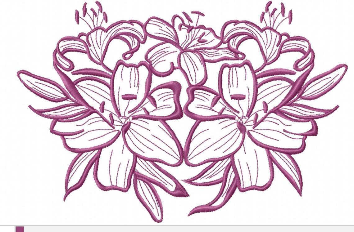 Bouquet Lilies Machine Embroidery Design Etsy