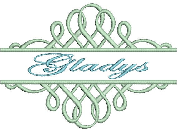 MONOGRAM NAME FRAME Machine Embroidery Design flourish border multiple sizes #650