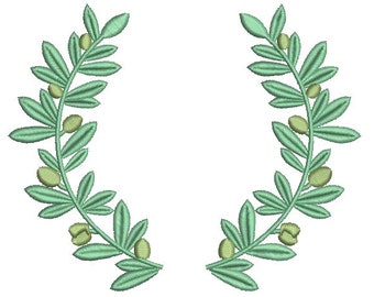 olive wreath for monogram machine embroidery design