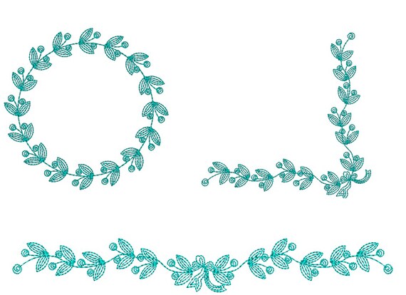 Rustic Flower Set Circle Corner Border Monogram Frame | Etsy