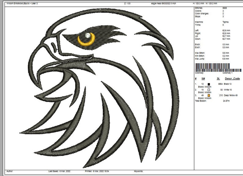Eagle Embroidery Machine Embroidery Design Instant Download Etsy