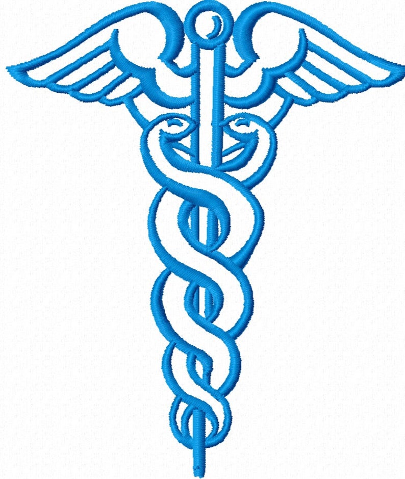 Caduceus Embroidery Medical Pattern Healthcare Design Etsy