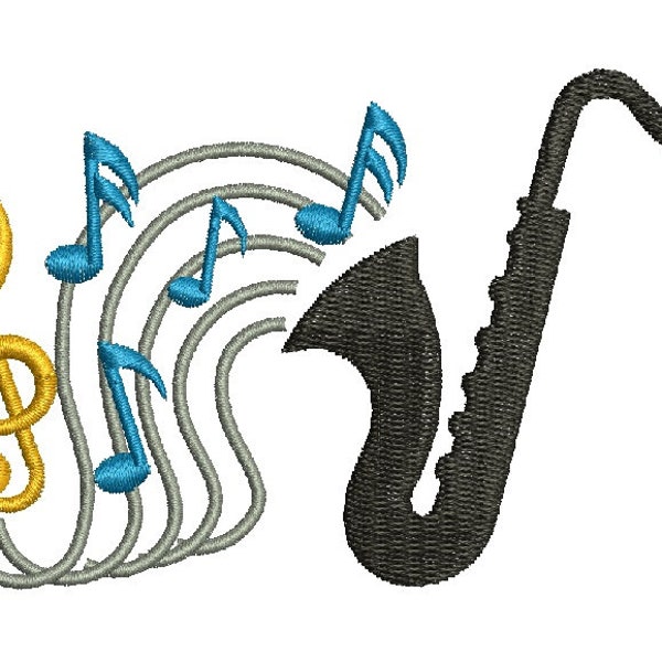 saxophone and musical notes, music, notes Machine Embroidery Designs, instantly download