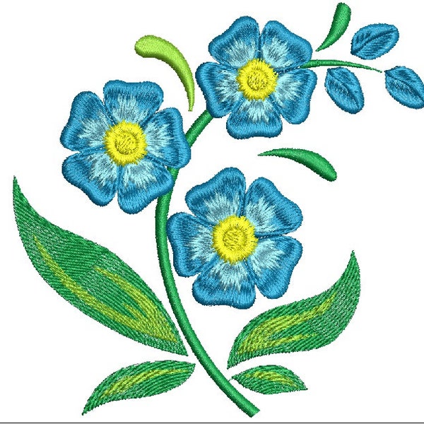 wildflowers forget-me-nots Machine Embroidery Designs, instantly download