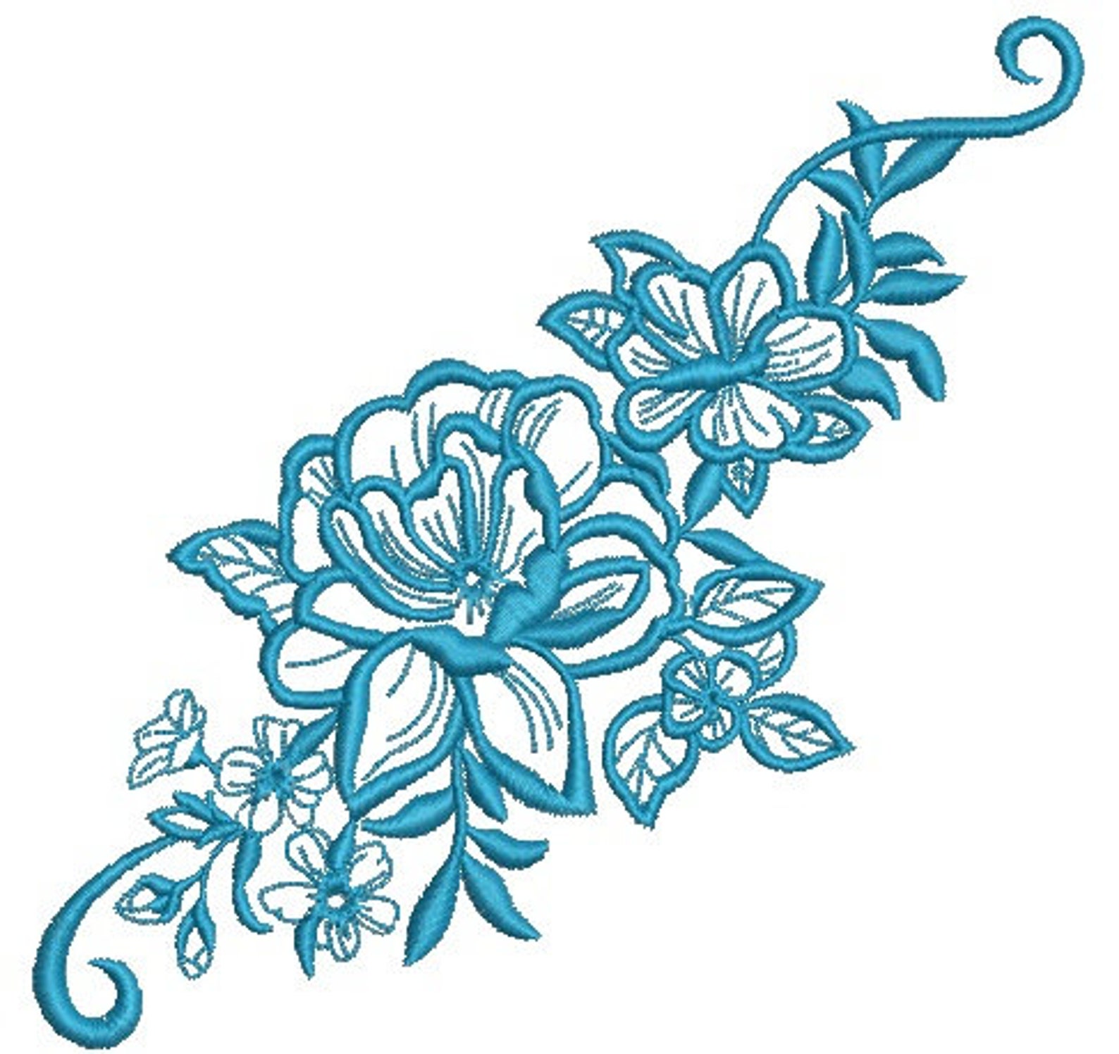 Floral Corner Machine Embroidery Design Instantly Download Etsy
