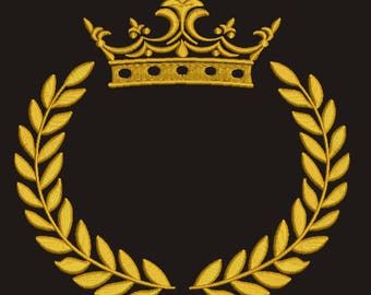 Krone und Lorbeerkranz, Maschinenstickerei, ohne Buchstaben